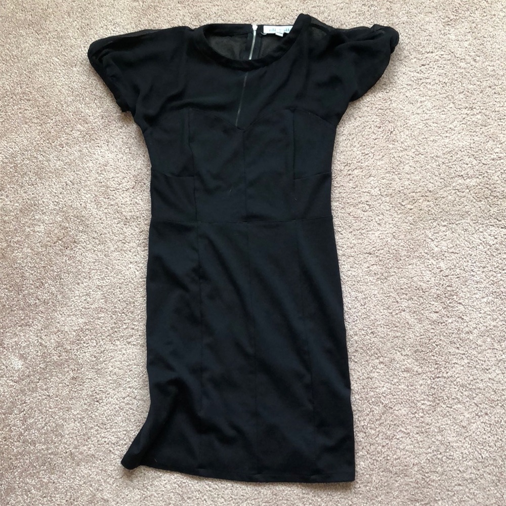 Robbi & Nikki Black dress Illusion shoulder